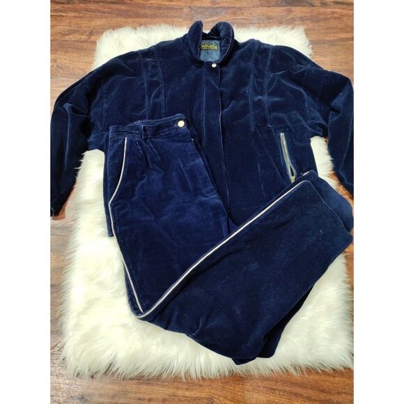 Abvien 100% Cotton Long Sleeve Corduroy Sweater & Pants 2 Pcs Blue Women"s L VTG - Picture 2 of 16